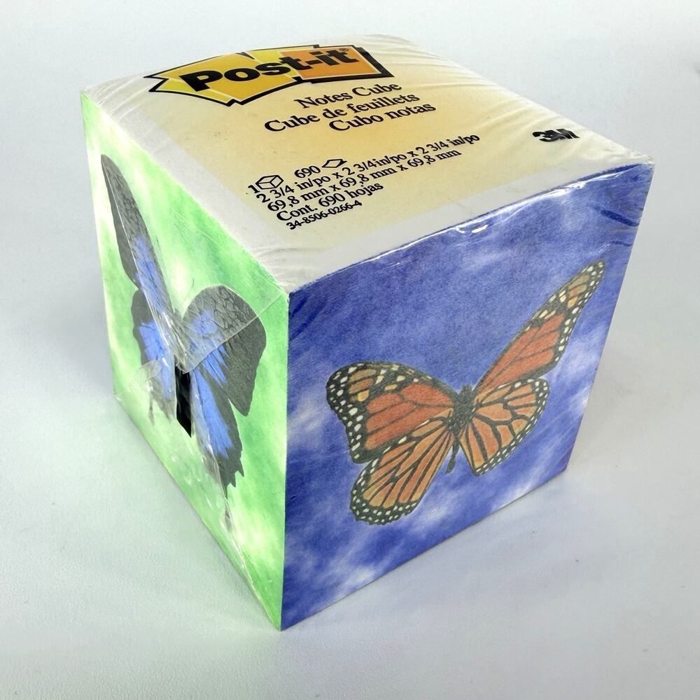 Vintage Post It Notes Cube Butterfly Butterflies 690 pages NEW Sealed 1999